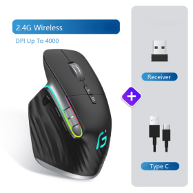 VT Bluetooth+2.4G Wireless Mouse Rechargeable Silent Ergonomic Computer DPI Up 4000 For Tablet Macbook Laptop Gaming Office (Ships From: China, Color: 2.4G wireless)