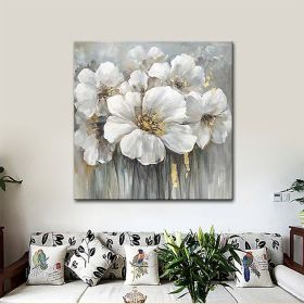 Hand Painted Oil Paintings Hand Painted Square Floral / Botanical Pop Art Living Room Hallway Bedroom Luxurious Decorative Painting (Style: 01, size: 70x70cm)