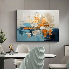 100% Handmade Textured Painting, Blue Yellow Red Beige  Acrylic Abstract Oil Painting Wall Decor Living Room Office Wall Art (Style: 01, size: 160x160cm)