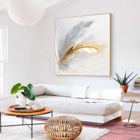 Gold Leaf Wings Oil Painting 100% Handmade Angel Wing Painting Textured Painting Acrylic Abstract Painting Golden Wing Office Wall Art (Style: 01, size: 60x60cm)