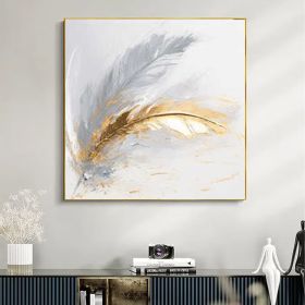 Gold Leaf Wings Oil Painting 100% Handmade Angel Wing Painting Textured Painting Acrylic Abstract Painting Golden Wing Office Wall Art (Style: 01, size: 50x50cm)