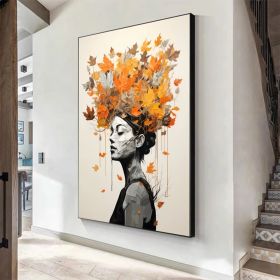 Original Maiden art face Canvas Art Woman Face Artwork Colorful female art Lady Painting Framed Woman painting Faceless Portrait Painting (Style: 01, size: 70x100cm)