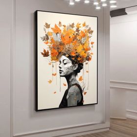 Original Maiden art face Canvas Art Woman Face Artwork Colorful female art Lady Painting Framed Woman painting Faceless Portrait Painting (Style: 01, size: 60x90cm)
