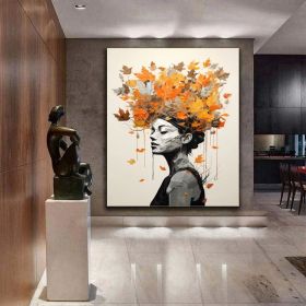 Original Maiden art face Canvas Art Woman Face Artwork Colorful female art Lady Painting Framed Woman painting Faceless Portrait Painting (Style: 01, size: 100x150cm)