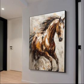 Large Abstract Horse Oil Painting on Canvas 100% Hand Painted Running Horses Art Original Animal Painting,Brown Horse Living Room Home Decor (Style: 01, size: 70x100cm)