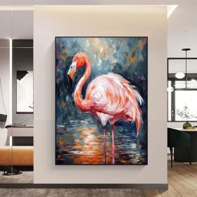 Flamingo Painting Wildlife Painting Original Pink Flamingo Animal Canvas Wall Art Bird Oil Painting Trendy Flamingo Artwork Bird Painting (Style: 01, size: 50x70cm)