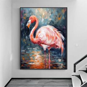 Flamingo Painting Wildlife Painting Original Pink Flamingo Animal Canvas Wall Art Bird Oil Painting Trendy Flamingo Artwork Bird Painting (Style: 01, size: 90x130cm)