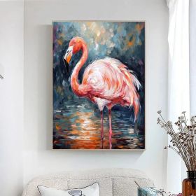 Flamingo Painting Wildlife Painting Original Pink Flamingo Animal Canvas Wall Art Bird Oil Painting Trendy Flamingo Artwork Bird Painting (Style: 01, size: 120x160cm)