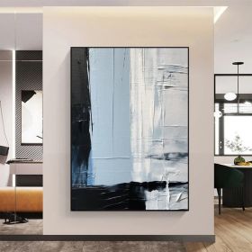 Large Blue Wall Art Blue Gray Abstract Wall Art Blue Nordic Textured Wall Art Wabi Sabi Wall Art Blue Oil Painting Minimalist Wall Decor (Style: 01, size: 50x70cm)
