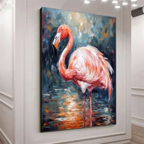 Flamingo Painting Wildlife Painting Original Pink Flamingo Animal Canvas Wall Art Bird Oil Painting Trendy Flamingo Artwork Bird Painting (Style: 01, size: 60x90cm)