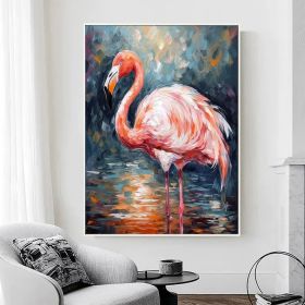 Flamingo Painting Wildlife Painting Original Pink Flamingo Animal Canvas Wall Art Bird Oil Painting Trendy Flamingo Artwork Bird Painting (Style: 01, size: 70x100cm)