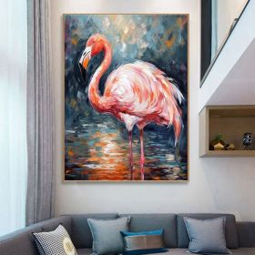 Flamingo Painting Wildlife Painting Original Pink Flamingo Animal Canvas Wall Art Bird Oil Painting Trendy Flamingo Artwork Bird Painting (Style: 01, size: 80x120cm)