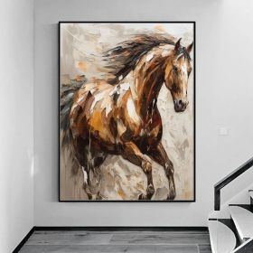 Large Abstract Horse Oil Painting on Canvas 100% Hand Painted Running Horses Art Original Animal Painting,Brown Horse Living Room Home Decor (Style: 01, size: 60x90cm)