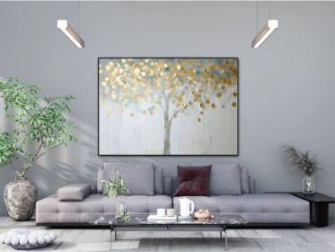 Golden Tree 100% Handmade Gold Leaf Tree Tree Leaves Textured Painting Acrylic Abstract Oil Painting Wall Decor Living Room Modern (Style: 01, size: 60x90cm)