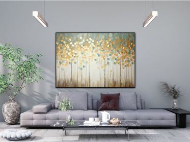 Tree with Golden Leaves 100% Handmade Gold Leaf Textured Painting Acrylic Abstract Oil Painting Wall Decor Living Room Golden Nature (Style: 01, size: 70x100cm)