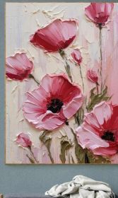100% Handmade Oil Painting Pink Poppy Flower Oil Painting Handmade Flower Wall Art Picture Living Room Bedroom Decor (No Frame) (Style: 01, size: 120x160cm)