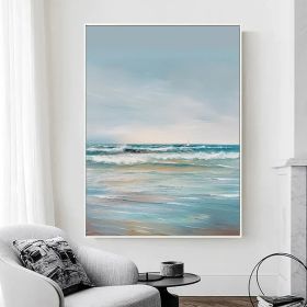 Large Ocean Seascape Oil Painting On Canvas Original Sea Art Sea Landscape Painting Sea Level Abstract Oil Painting Living room Wall Decor (Style: 01, size: 140x210cm)