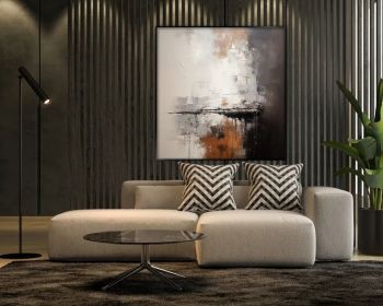 Beige Black Brown 100% Handmade Textured Painting Soft Art Acrylic Abstract Oil Painting Wall Decor Living Room Office Wall Art (Style: 01, size: 50x50cm)