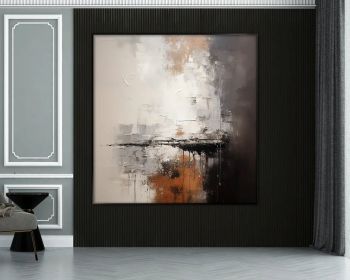 Beige Black Brown 100% Handmade Textured Painting Soft Art Acrylic Abstract Oil Painting Wall Decor Living Room Office Wall Art (Style: 01, size: 80x80cm)
