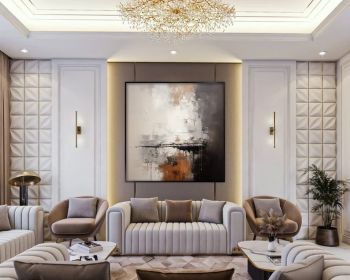 Beige Black Brown 100% Handmade Textured Painting Soft Art Acrylic Abstract Oil Painting Wall Decor Living Room Office Wall Art (Style: 01, size: 100x100cm)