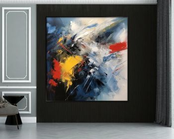Blue Yellow Red Beige 100% Handmade Textured Painting Acrylic Abstract Oil Painting Wall Decor Living Room Office Wall Art (Style: 01, size: 100x100cm)