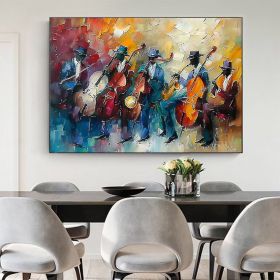 Abstract Jazz Music Oil Painting on Canvas Large Wall Art Original Black Jazz Club Art Custom Painting Modern Living Room Home Decor Gift (Style: 01, size: 80x120cm)