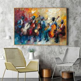 Abstract Jazz Music Oil Painting on Canvas Large Wall Art Original Black Jazz Club Art Custom Painting Modern Living Room Home Decor Gift (Style: 01, size: 60x90cm)