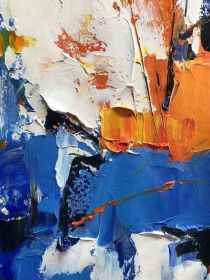 Large Original Abstract Painting Orange Textured Art Blue Abstract Painting Geometric Acrylic Painting on Canvas Modern Canvas Wall Art (Style: 01, size: 100x150cm)