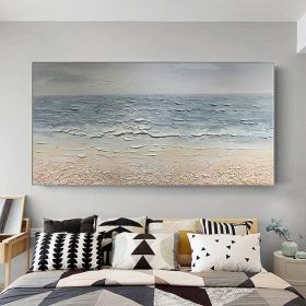 Abstract Beach Oil Painting On Canvas Original Sea Painting Large Wall Art Ocean Wall Art Custom Painting Living room Decor Beach Decor (Style: 01, size: 140x280cm)