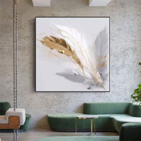 100% Handmade Angel Wing Painting Gold Leaf Wings Oil Painting Textured Painting Acrylic Abstract Painting Golden Wing Office Wall Art (Style: 01, size: 80x80cm)