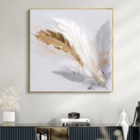 100% Handmade Angel Wing Painting Gold Leaf Wings Oil Painting Textured Painting Acrylic Abstract Painting Golden Wing Office Wall Art (Style: 01, size: 100x100cm)