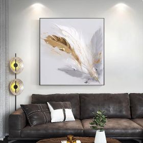 100% Handmade Angel Wing Painting Gold Leaf Wings Oil Painting Textured Painting Acrylic Abstract Painting Golden Wing Office Wall Art (Style: 01, size: 140x140cm)