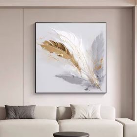 100% Handmade Angel Wing Painting Gold Leaf Wings Oil Painting Textured Painting Acrylic Abstract Painting Golden Wing Office Wall Art (Style: 01, size: 120x120cm)