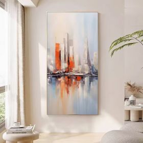 Abstract Sailboats 100% Handmade Water House Painting Textured Painting Acrylic Oil Painting Wall Decor Living Room Cityscape Art (Style: 01, size: 70x140cm)