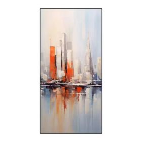 Abstract Sailboats 100% Handmade Water House Painting Textured Painting Acrylic Oil Painting Wall Decor Living Room Cityscape Art (Style: 01, size: 80x160cm)