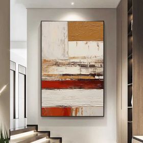 Orange White Abstract Painting On Canvas Original Hand Painted Painting Blue Abstract Painting Modern Minimalist Geometric Art Abstract Decor (Style: 01, size: 50x70cm)