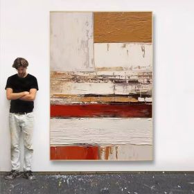 Orange White Abstract Painting On Canvas Original Hand Painted Painting Blue Abstract Painting Modern Minimalist Geometric Art Abstract Decor (Style: 01, size: 60x90cm)