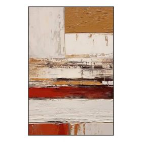 Orange White Abstract Painting On Canvas Original Hand Painted Painting Blue Abstract Painting Modern Minimalist Geometric Art Abstract Decor (Style: 01, size: 90x130cm)