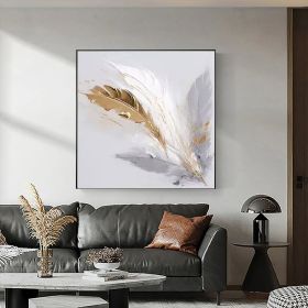 100% Handmade Angel Wing Painting Gold Leaf Wings Oil Painting Textured Painting Acrylic Abstract Painting Golden Wing Office Wall Art (Style: 01, size: 60x60cm)