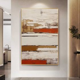 Large White Wall Art Blue Gray Abstract Wall Art White Nordic Textured Wall Art Wabi Sabi Wall Art Orange Oil Painting Minimalist Wall Decor (Style: 01, size: 50x70cm)