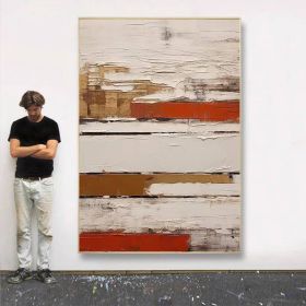 Large White Wall Art Blue Gray Abstract Wall Art White Nordic Textured Wall Art Wabi Sabi Wall Art Orange Oil Painting Minimalist Wall Decor (Style: 01, size: 90x130cm)
