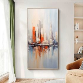 Abstract Sailboats 100% Handmade Water House Painting Textured Painting Acrylic Oil Painting Wall Decor Living Room Cityscape Art (Style: 01, size: 40x80cm)