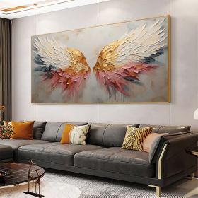 Original Angel Wing Oil Painting On Canvas Large Wall Art Abstract Gold Wing Art Custom Painting Minimalist Home Decor Personalized Gift (Style: 01, size: 60x120cm)