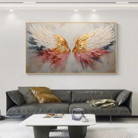 Original Angel Wing Oil Painting On Canvas Large Wall Art Abstract Gold Wing Art Custom Painting Minimalist Home Decor Personalized Gift (Style: 01, size: 70x140cm)