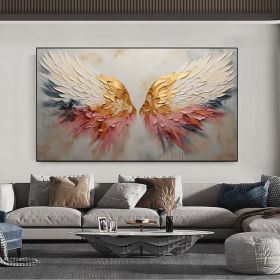 Original Angel Wing Oil Painting On Canvas Large Wall Art Abstract Gold Wing Art Custom Painting Minimalist Home Decor Personalized Gift (Style: 01, size: 100x200cm)