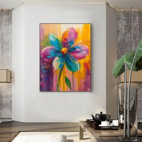 Abstract Colorful Flower Oil Painting on Canvas, Large Wall Art Original Floral Art, Custom Painting Living Room Home Decor Gift Fancy Art (Style: 01, size: 70x100cm)