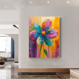 Abstract Colorful Flower Oil Painting on Canvas, Large Wall Art Original Floral Art, Custom Painting Living Room Home Decor Gift Fancy Art (Style: 01, size: 80x120cm)
