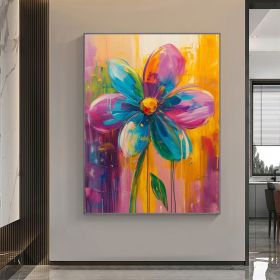 Abstract Colorful Flower Oil Painting on Canvas, Large Wall Art Original Floral Art, Custom Painting Living Room Home Decor Gift Fancy Art (Style: 01, size: 100x150cm)
