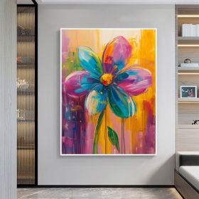 Abstract Colorful Flower Oil Painting on Canvas, Large Wall Art Original Floral Art, Custom Painting Living Room Home Decor Gift Fancy Art (Style: 01, size: 90x130cm)