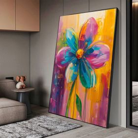 Abstract Colorful Flower Oil Painting on Canvas, Large Wall Art Original Floral Art, Custom Painting Living Room Home Decor Gift Fancy Art (Style: 01, size: 60x90cm)